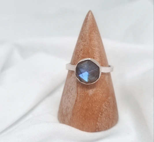 Labradorite Rose Cut Silver Ring