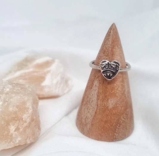Printed Heart Silver Ring