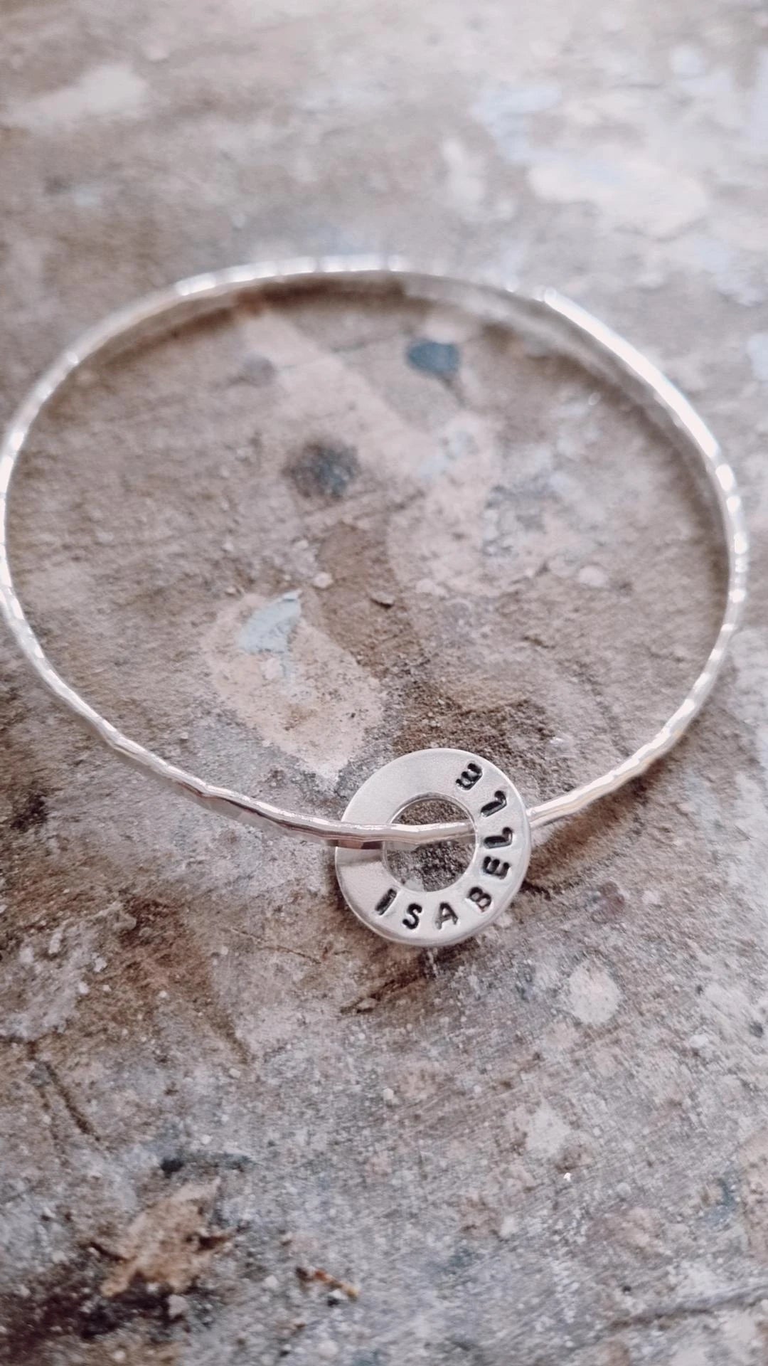 Silver Washer Name Bangle