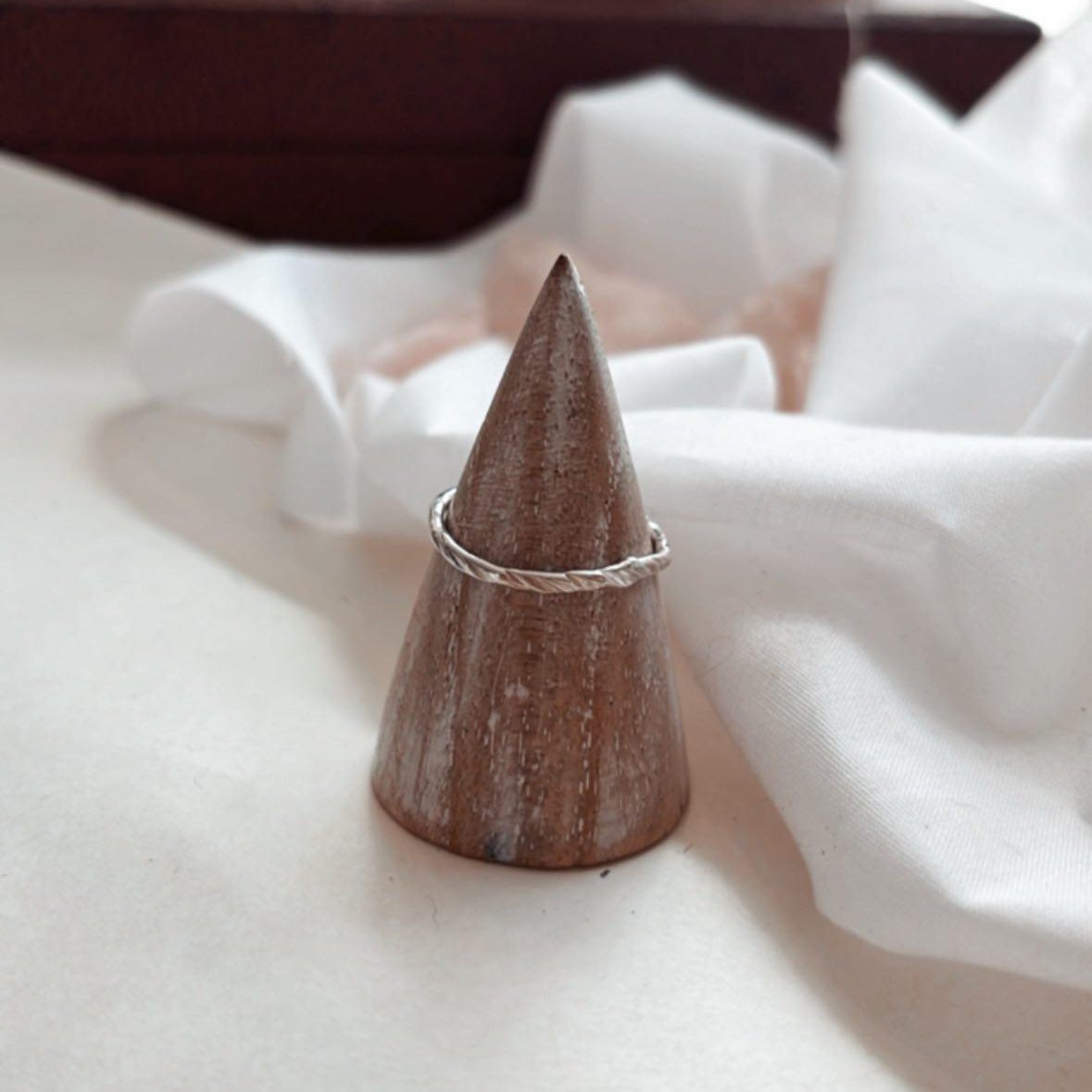 Silver Textured Stacking Ring