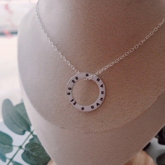 Personalised silver washer necklace