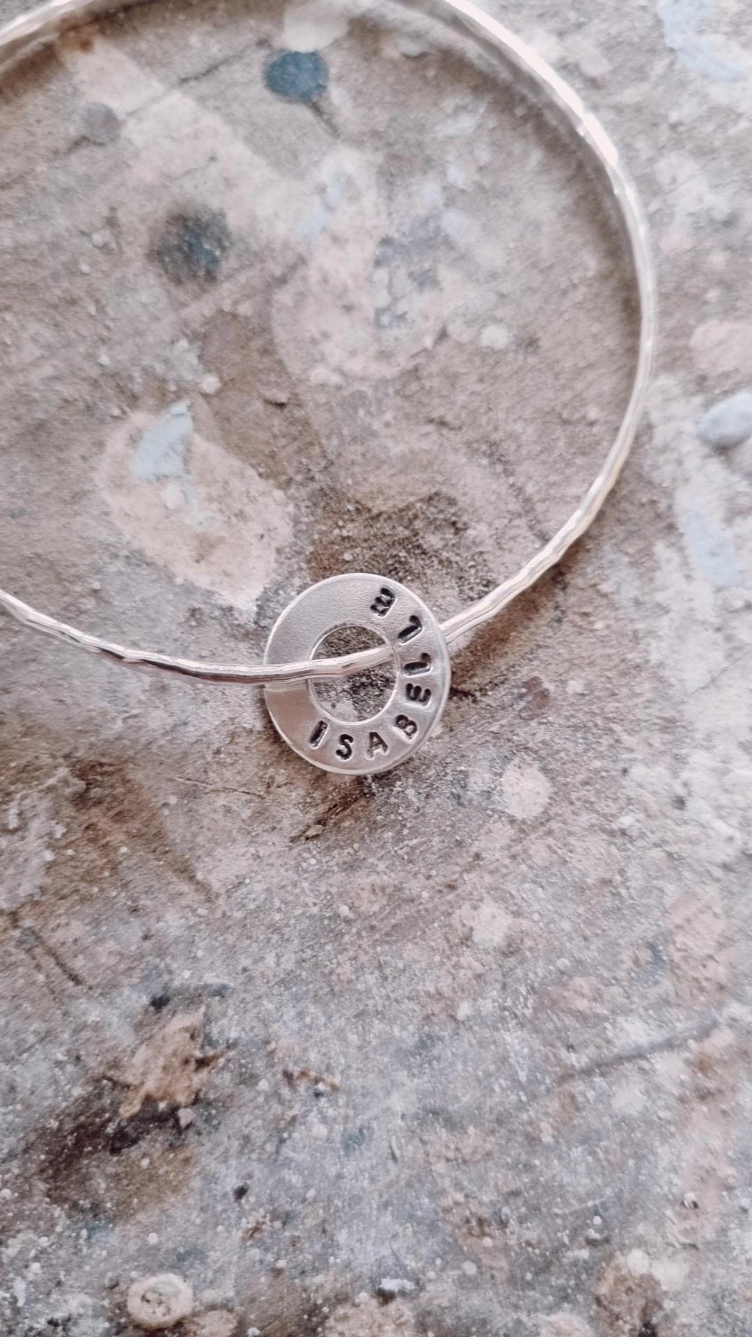 Silver Washer Name Bangle