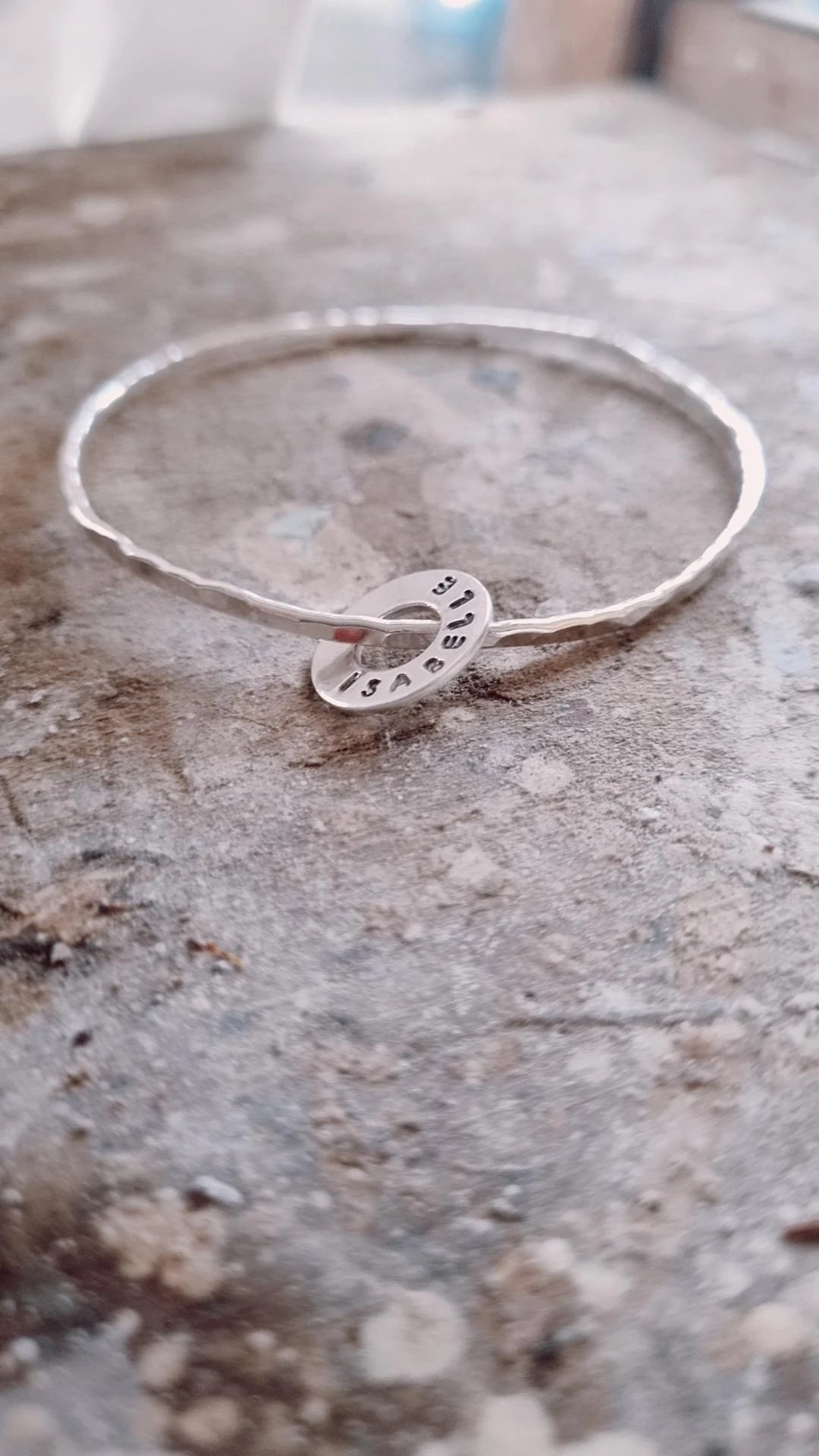 Silver Washer Name Bangle