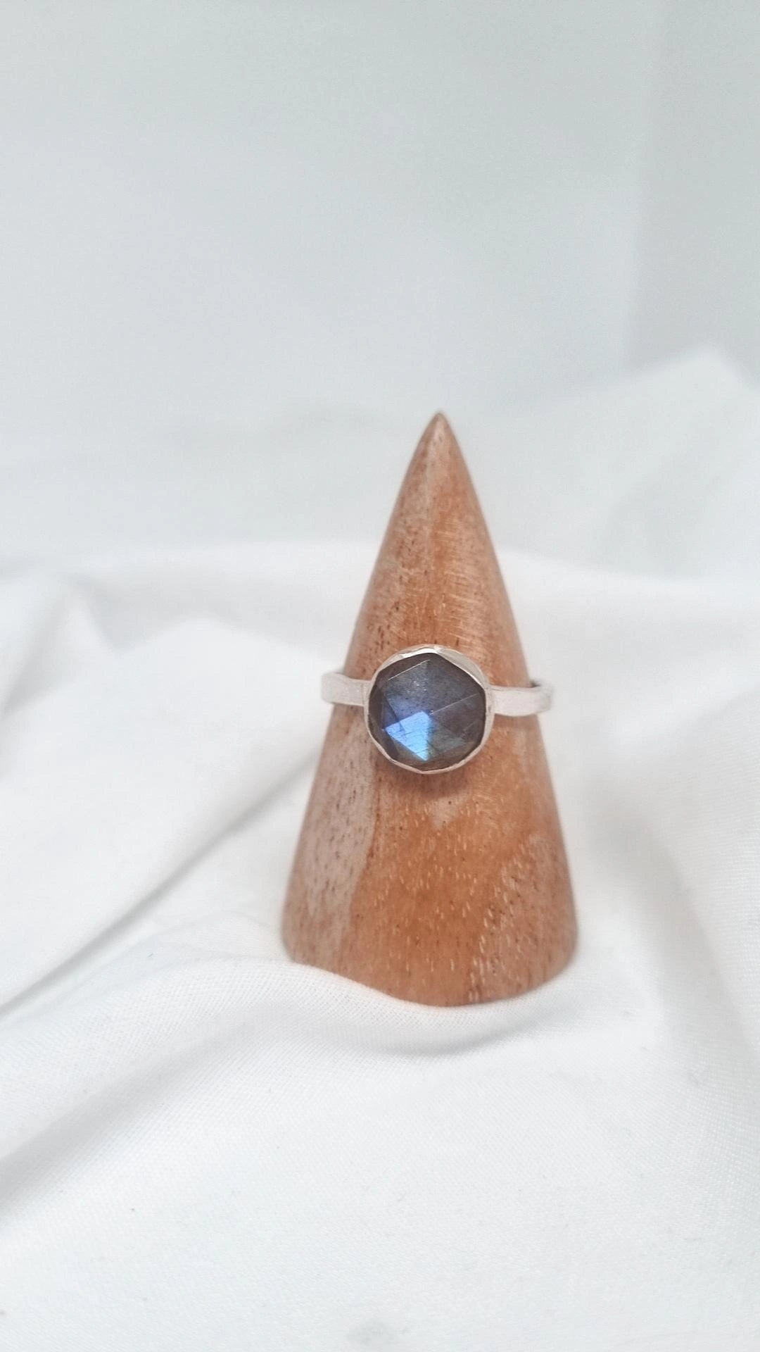 Labradorite Rose Cut Silver Ring