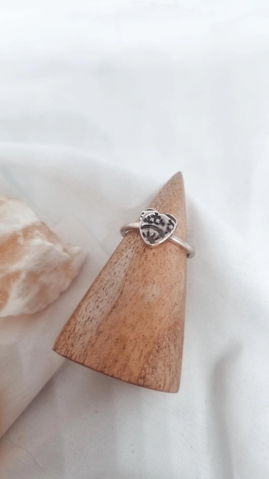 Printed Heart Silver Ring