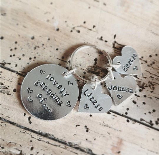 Personalied Keyring with Heart Tags