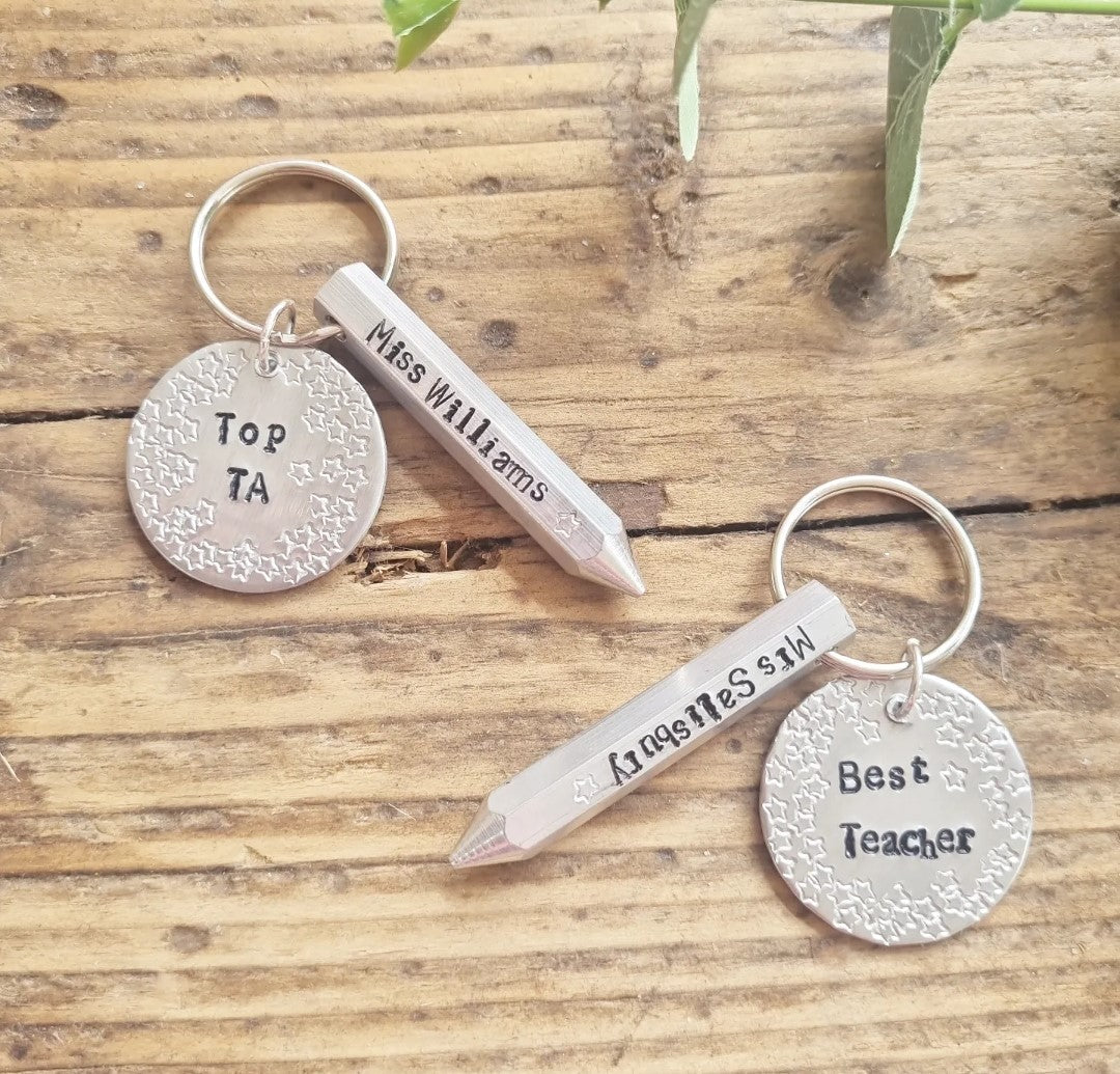 Teacher/TA Keyring with personalised aluminium pencil